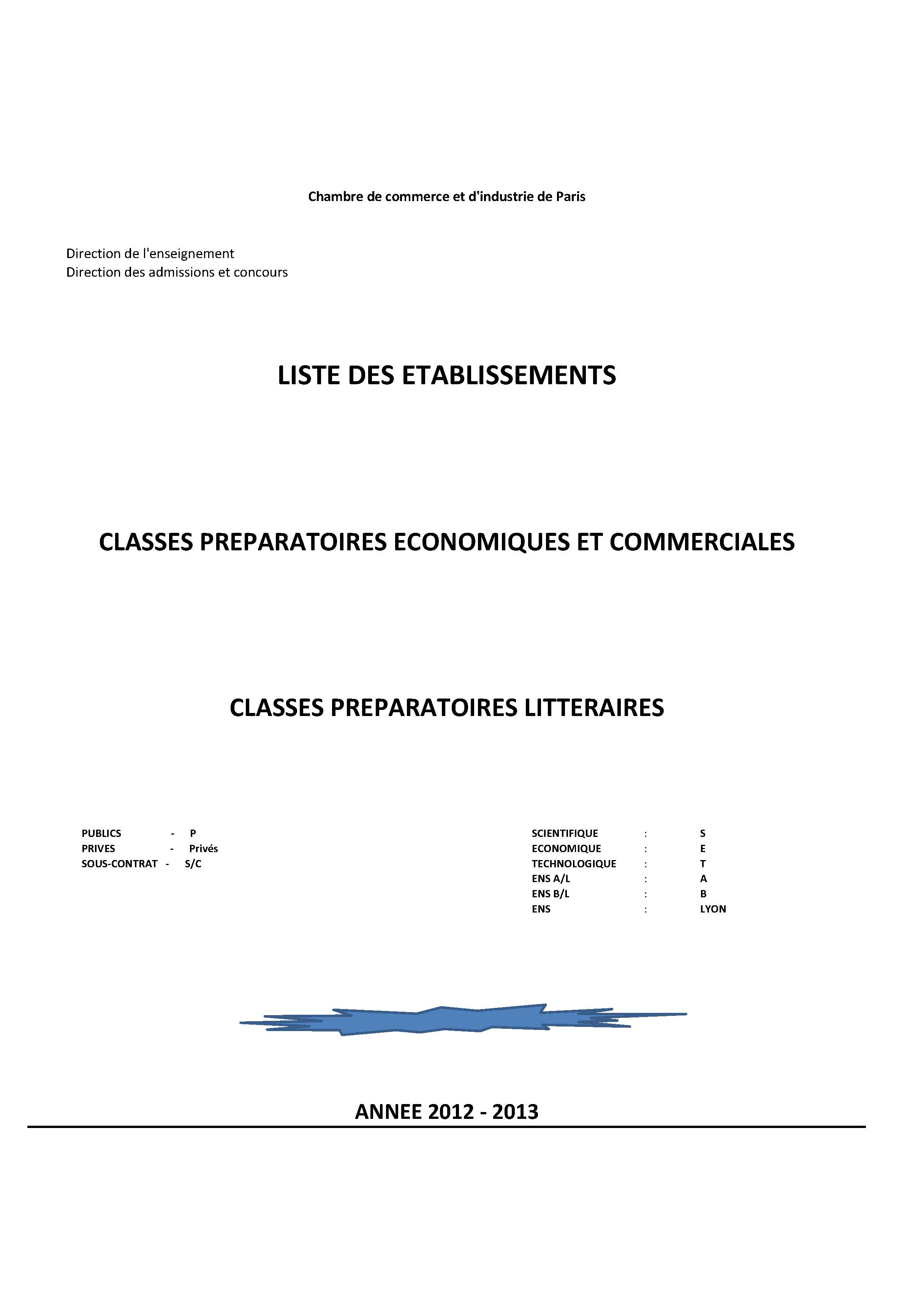 Etablissement classes préparatoires