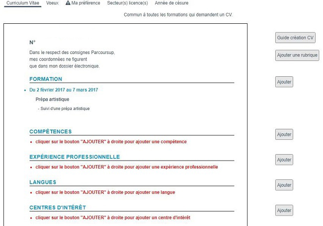 élément Liés à Ma Scolarité Parcoursup Exemple