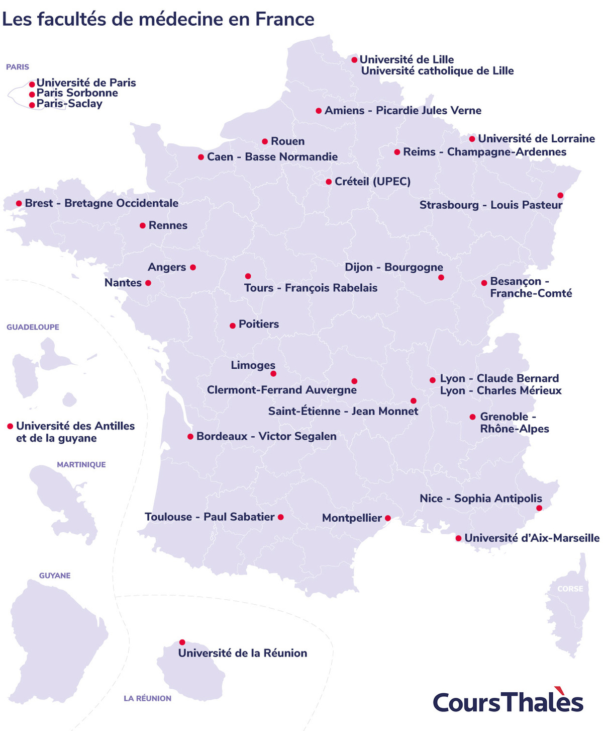 Carte des Facs de Médecine